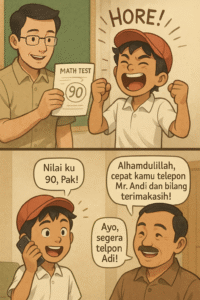 Gambar Adi Komik Edukatif Senbopati Center berhasil saat ujian Belajar Asyik