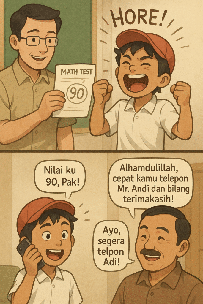 Gambar Adi Komik Edukatif Senbopati Center berhasil saat ujian Belajar Asyik