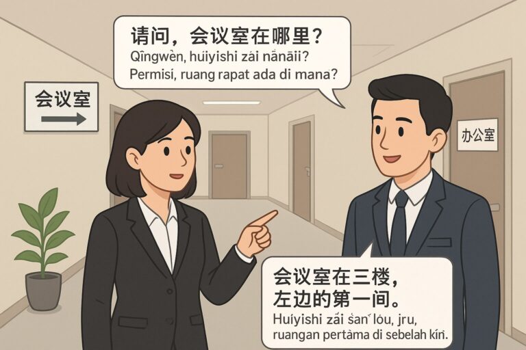 Percakapan di Kantor Posisi dan Arah dalam Bahasa Mandarin